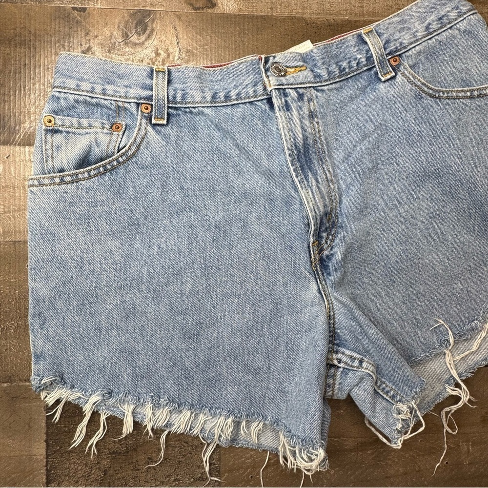 Levi's Blue Jean Shorts Distressed Cutoff size 16 - Picture 2 of 12